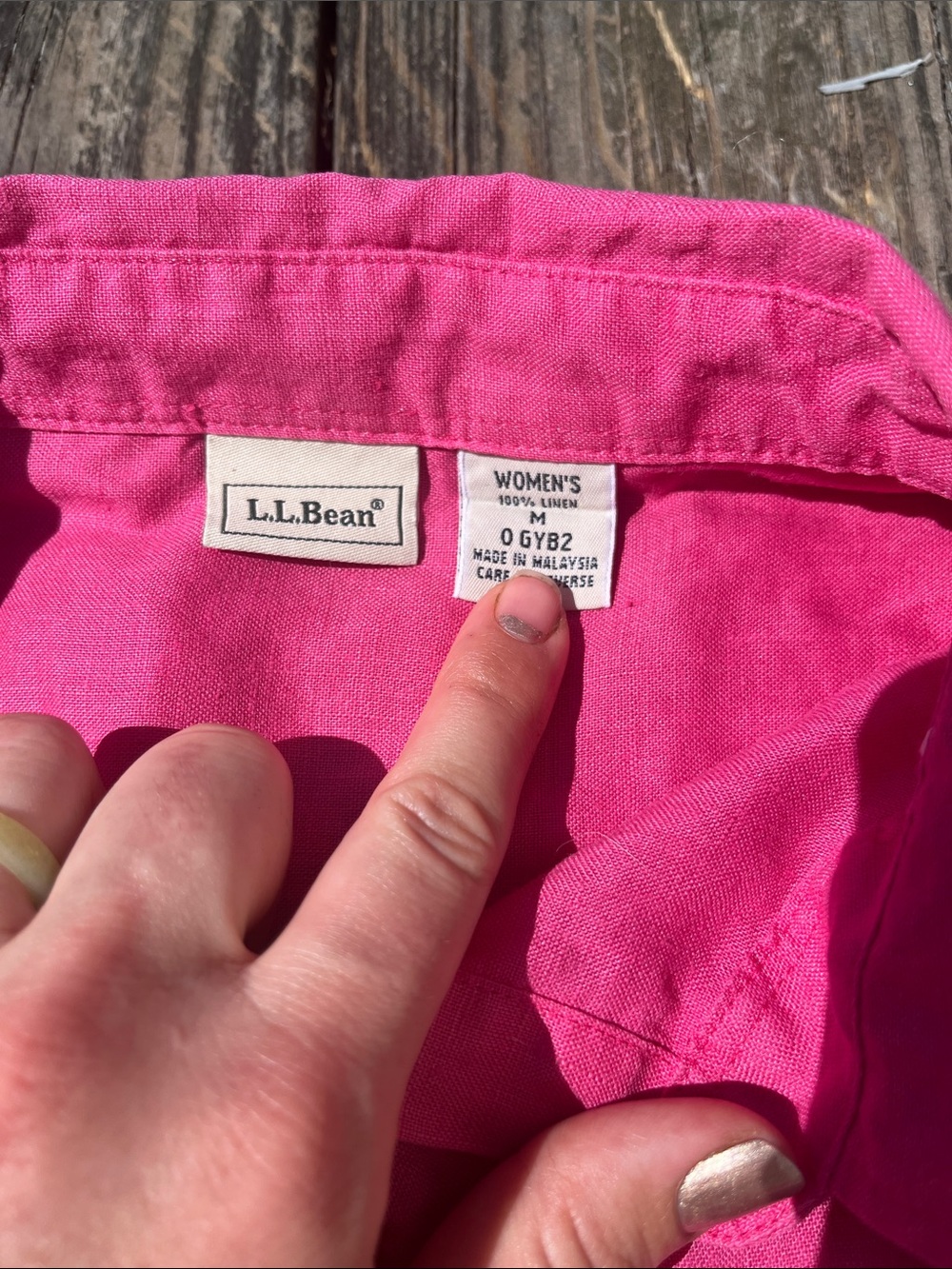 LL Bean 100% Linen Long Sleeve Button Down Pink - Picture 2 of 3